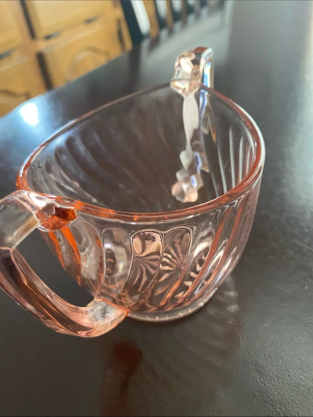 Vintage Pink Depression Glass Creamer with Swirl Pattern sugar bowl